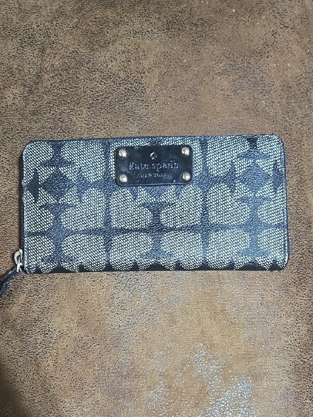 Kate Spade Neda Ace of Spades zip-around wallet in black and white